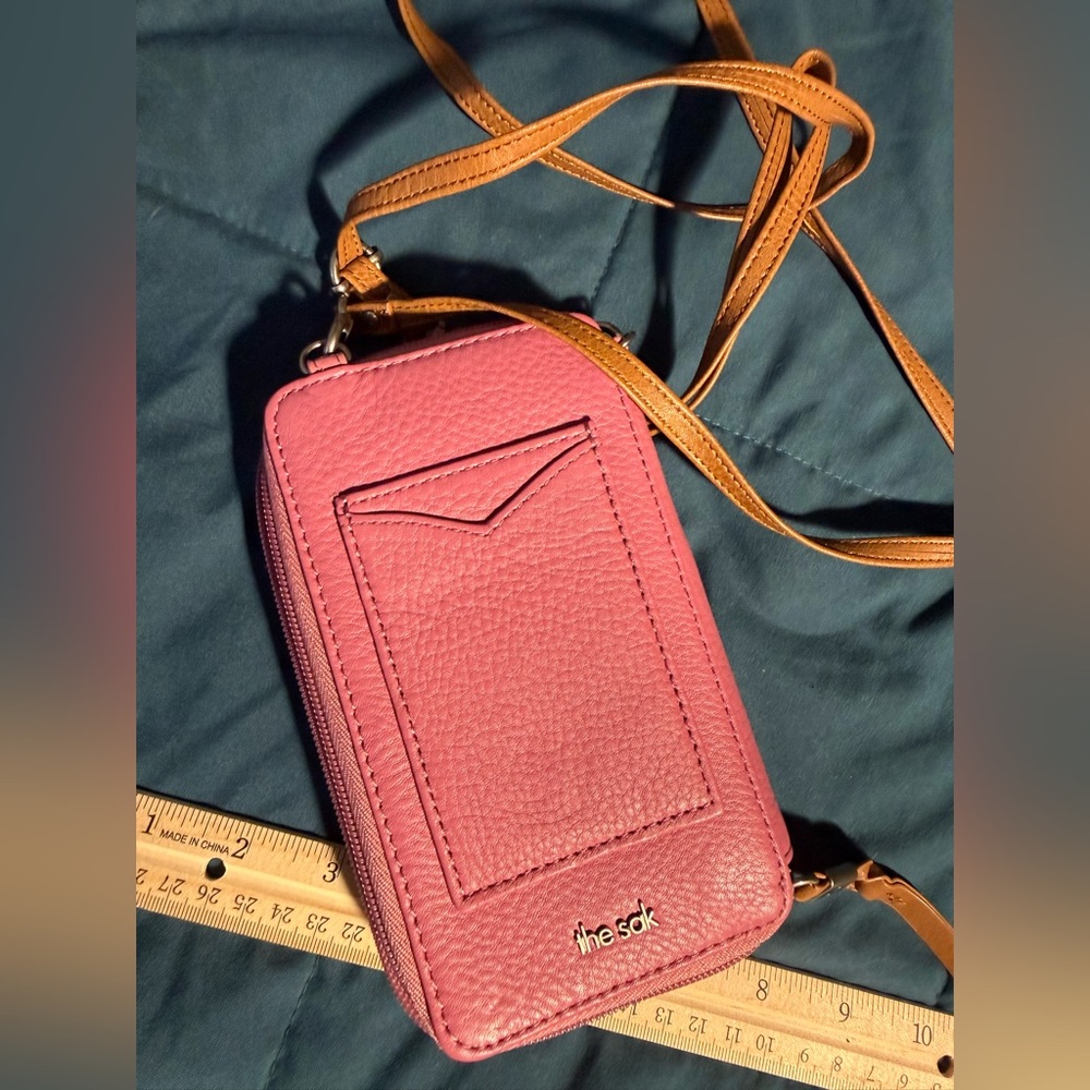 The Sak Pink Crossbody Bag with Tan Strap